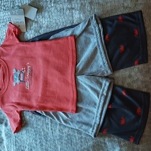 NWT Carter's 3 Piece Crab Sleepwear Set, Shirt Sleeve Shirt, Shorts, Pants 24 mo